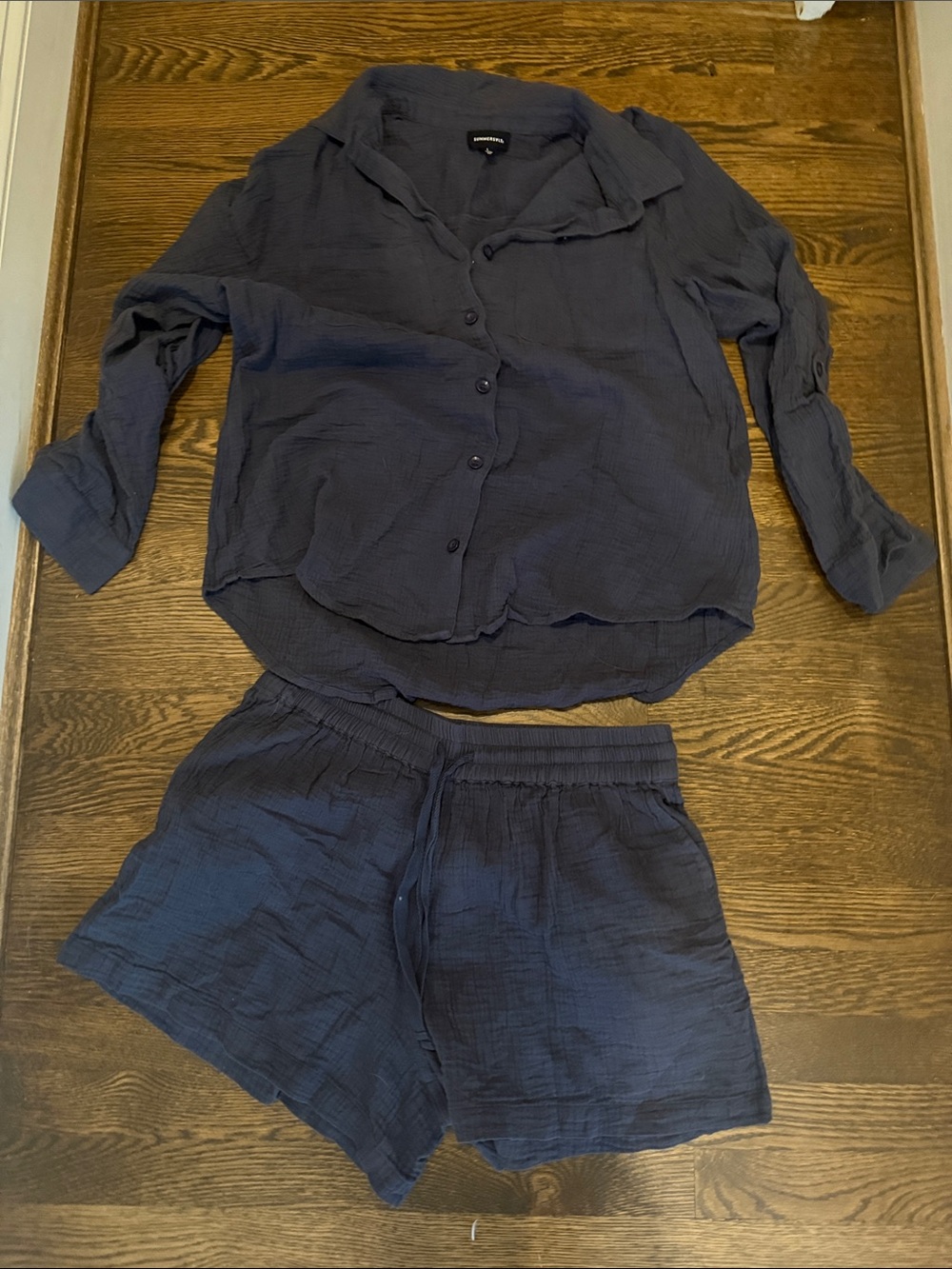 summersalt Navy Button-Front Lounge Set